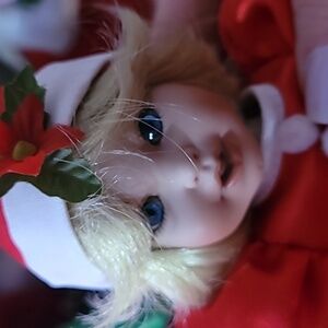 Festive Red Santa Doll with Lace Trim